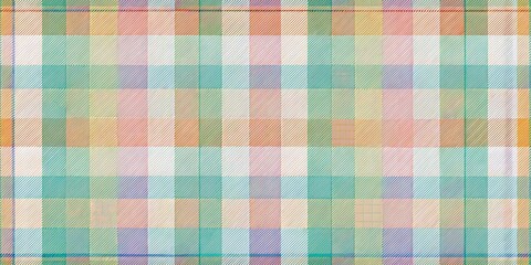 Generative ai. pastel plaid pattern, soft hues, symmetrical, checkered design, soothing colors, textile texture, seamless design, light and airy, fabric pattern, multicolored grid
