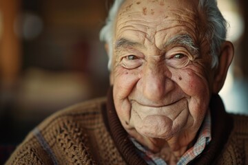 Happy senior in nursing home looking at camera Generative AI