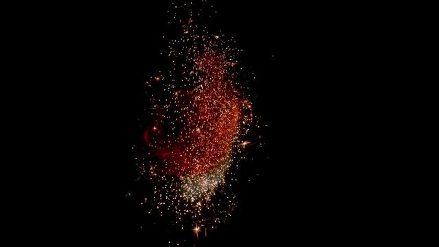 Ink magic spell explosion background. Glowing smoke swirls hypnotic burst cloud spreading in dark abstract with glitter fume haze creative art.