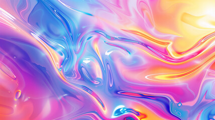 Obraz premium Vibrant abstract design with flowing patterns of blue, pink, and yellow. The smooth transitions and fluid shapes create a dynamic, energetic visual. High quality illustration