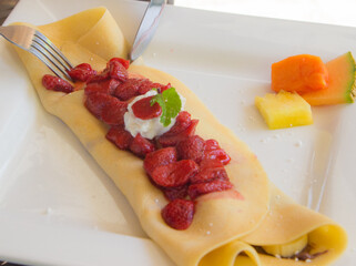 Strawberry, Hazelnut and Banana Crepe