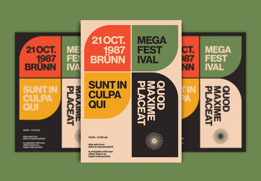 Retro Promo Poster Layout Design with Bold Typography