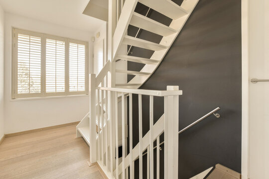 Bright interior of a modern staircase at Jan Weilandlaan, Netherlands