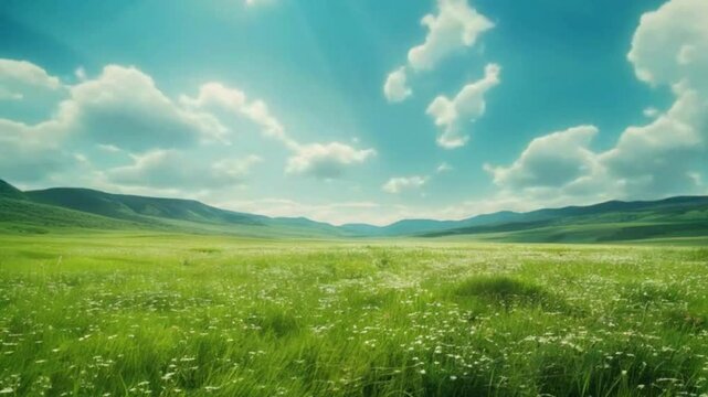 green grass and blue sky