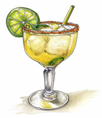 watercolor of spicy jalapeno margarita