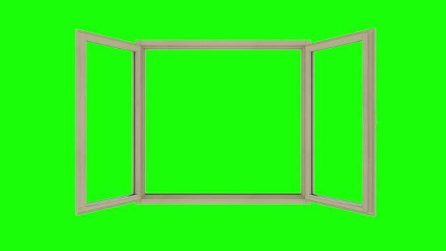 Opening window animation. White window profile frame on green screen