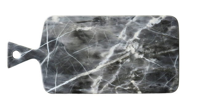 Marble silver cutting board object isolated on transparent background. Empty kitchen chopping utensil, surface texture, food meal preparation equipment - Powered by Adobe