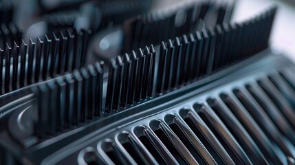 A closeup of the various comb attachments that can be used with an electric hair clipper providing versatility in styling options.