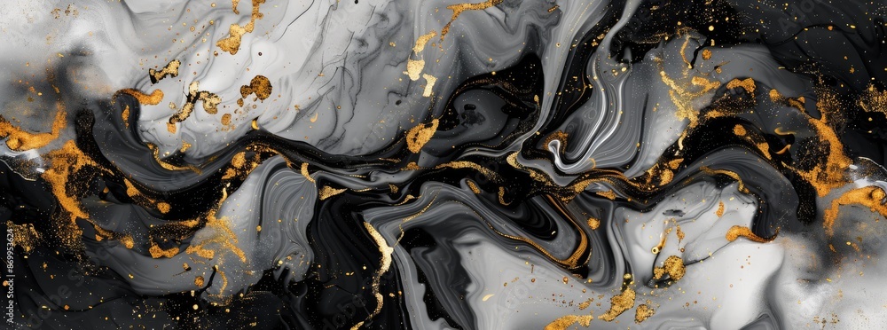 Poster this elegant background features a luxurious black and gold marble texture with flowing patterns and