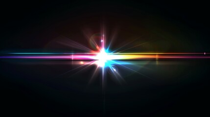 Lens flare effects for overlay designs. Abstract sun burst, digital flare, light lens decoration flash. Blank background