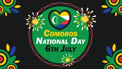 Comoros National Day  vector banner design with geometric shapes and vibrant colors on a horizontal background. Happy Comoros National Day modern minimal poster.