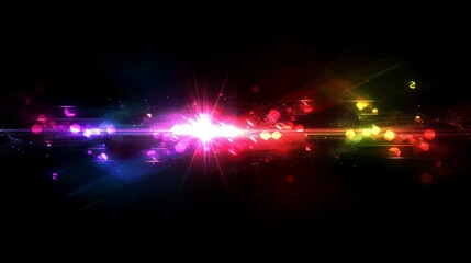 Lens flare effects for overlay designs. Abstract sun burst, digital flare, light lens decoration flash. Blank background