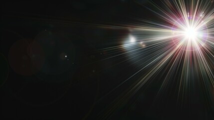 Lens flare effects for overlay designs. Abstract sun burst, digital flare, light lens decoration flash. Blank background