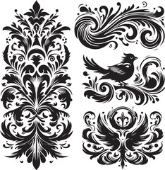set of black and white ornament