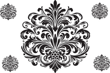 Big calligraphic vector vintage design elements, flourishes, ornaments in retro style  Silhouette white background 