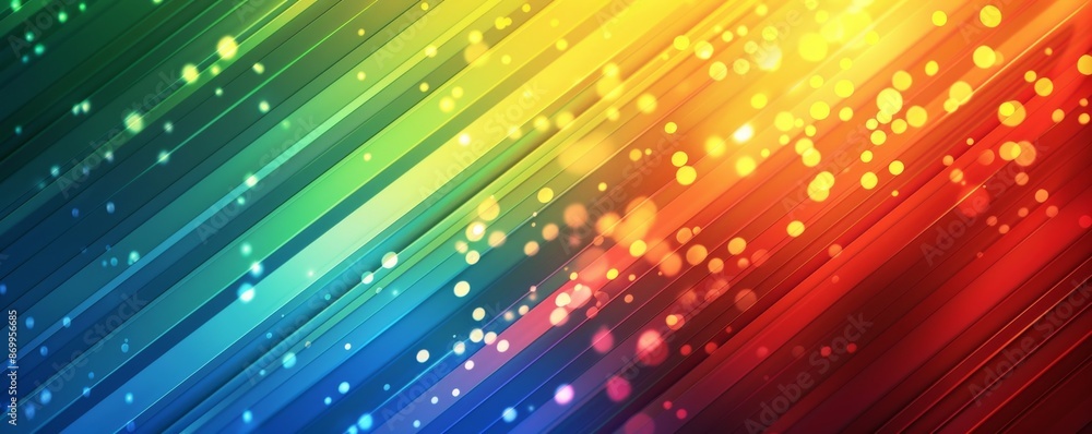 Poster abstract colorful background with diagonal stripes and bokeh lights