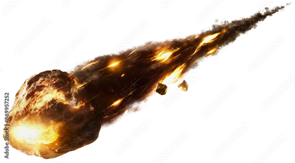 Canvas Prints meteor, asteroid or comet rock or stone, object on fire isolated on transparent background. space or