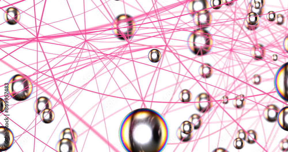 Leinwandbilder Big data visualization. Network connection structure with chaotic distribution of points and lines. 3D rendering.