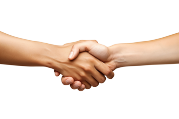 Untitled design - Close-up of a handshake portraying friendship between two individuals, isolated on a transparent background.