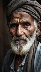 Obraz premium portrait of indian man, old mand from india, male face, old nepalese