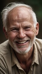 portrait of a senior man, happy elederly, long beard