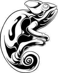 Line Art Chameleon Vector Illustration
