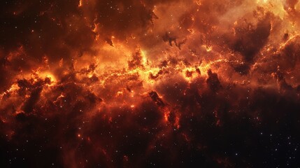Fototapeta premium Cosmic Firestorm: A Nebula in Vivid Hues