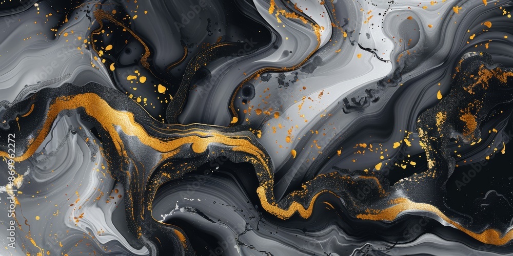 Poster this elegant background features a luxurious black and gold marble texture with flowing patterns and