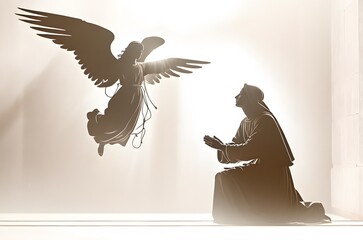 Annunciation to the blessed Virgin Mary, silhouettes Biblical illustration.
