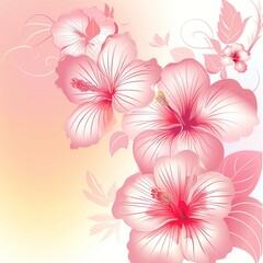 Obraz premium Beautiful Hibiscus Flower Illustration with Soft Gradient Background