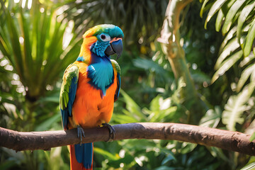 Exotic bird in a tropical garden