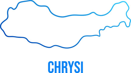Chrysi,greek island simpified linear blue gradient map