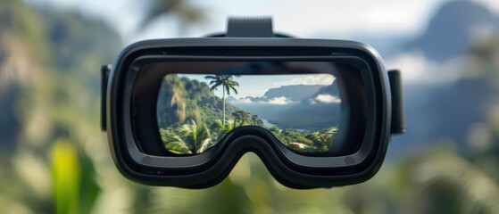 An immersive virtual reality tour that allows users to explore global wildlife from the comfort of their home, with copy space high tech