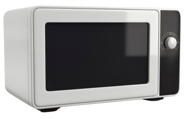 Microwave oven electric technology device object isolated on transparent background. Home food cooking appliance equipment, domestic household heat machine, black glass window