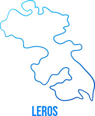 Leros greek island simple linear blue gradient map