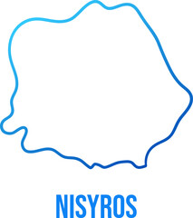 Nisyros island map simple outline blue gradient