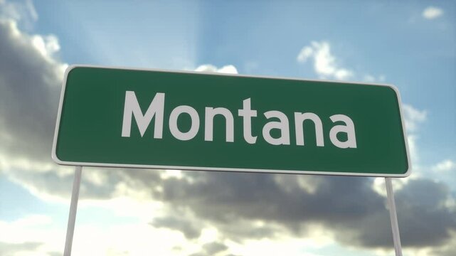 Welcome to Montana. Montana road sign on a blue sky. Travel, business, tourism and transport concept
