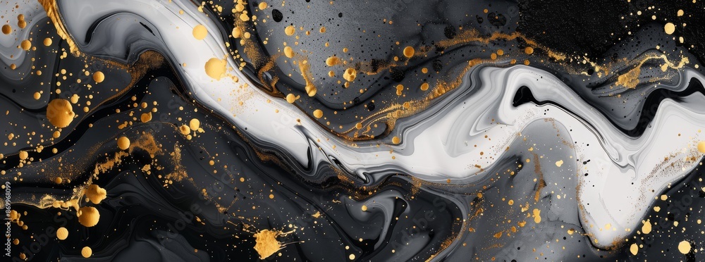Aufkleber this elegant background features a luxurious black and gold marble texture with flowing patterns and
