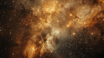Obraz premium Cosmic Nebula with Golden Dust and Stars