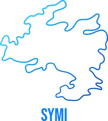 Symi island simplified outline blue gradient map