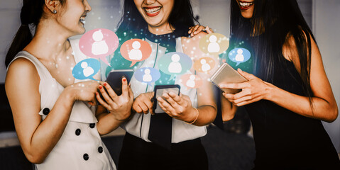 Human Resources Recruitment and People Networking Concept. Modern graphic interface showing...