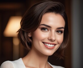 Naklejka premium closeup portrait of a smiling woman