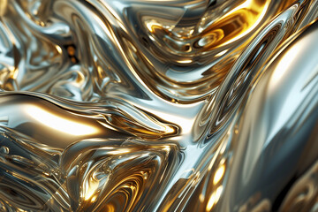 metallic themed abstract background with flowing liquid metal elements merging together and forming a visually captivating fusion of textures and tones, gold and silver liquid motion background image