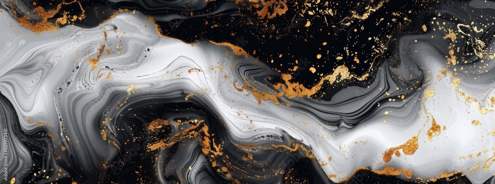 Aufkleber this elegant background features a luxurious black and gold marble texture with flowing patterns and