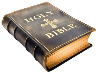 Holy Bible book object isolated on transparent background. Christian religion faith scripture knowledge, old salvation literature study, gospel, hope