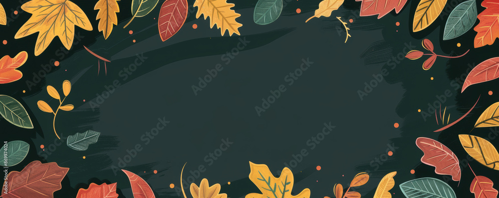 Poster a black background with a large leafy border