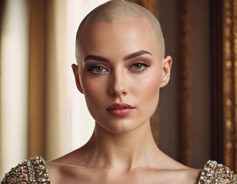 portrait of a bald woman