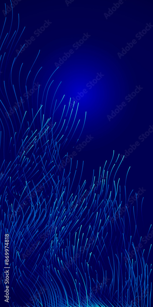 Aufkleber dynamic abstract blue background with bright flowing lines on dark background for modern design, tec