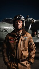 portrait of a pilot, captain in uniform