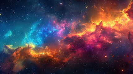 Fototapeta premium Cosmic Cloudscape: A Celestial Tapestry of Color and Light